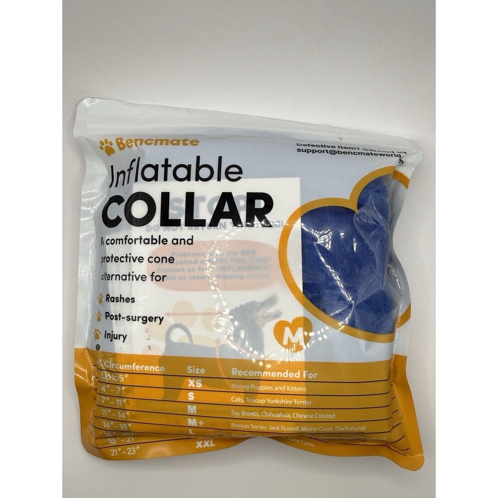 Bencmate Inflatable Pet Collar Medium (7"-11" Neck Circ.) Blue